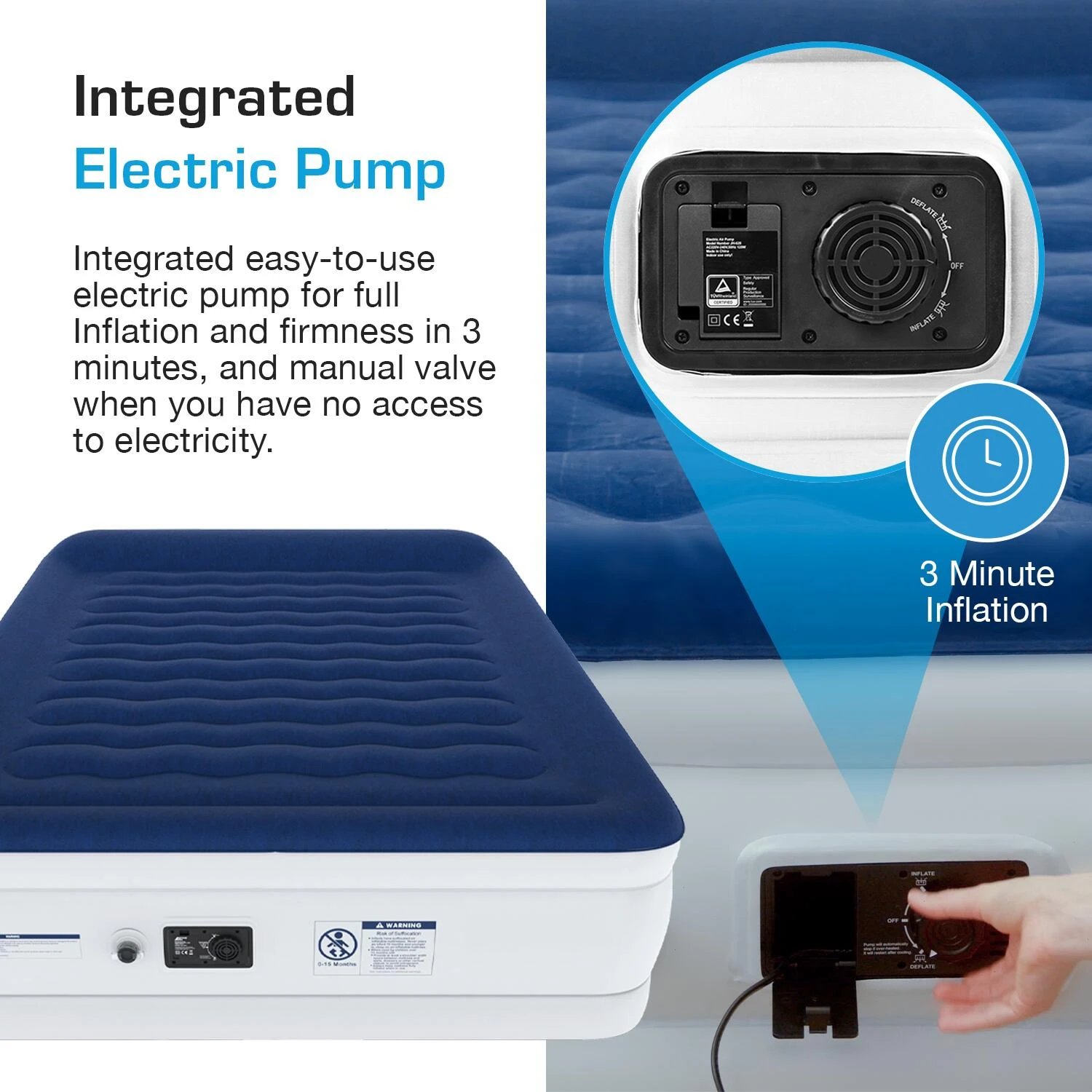 King Comfort Plus Air Bed – Navy/White 4 King Comfort Plus Air Bed – Navy/White - Image 2