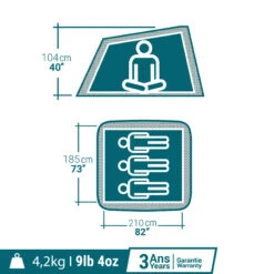 Quechua 3 Man Pop-Up Blackout Tent -Outdoor Camping Equipment Store k607f6bb1f2e1540c12300dff1152f692