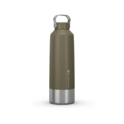 Quechua Stainless Steel Hiking Flask With Screw Cap MH100 1.5 L Khaki