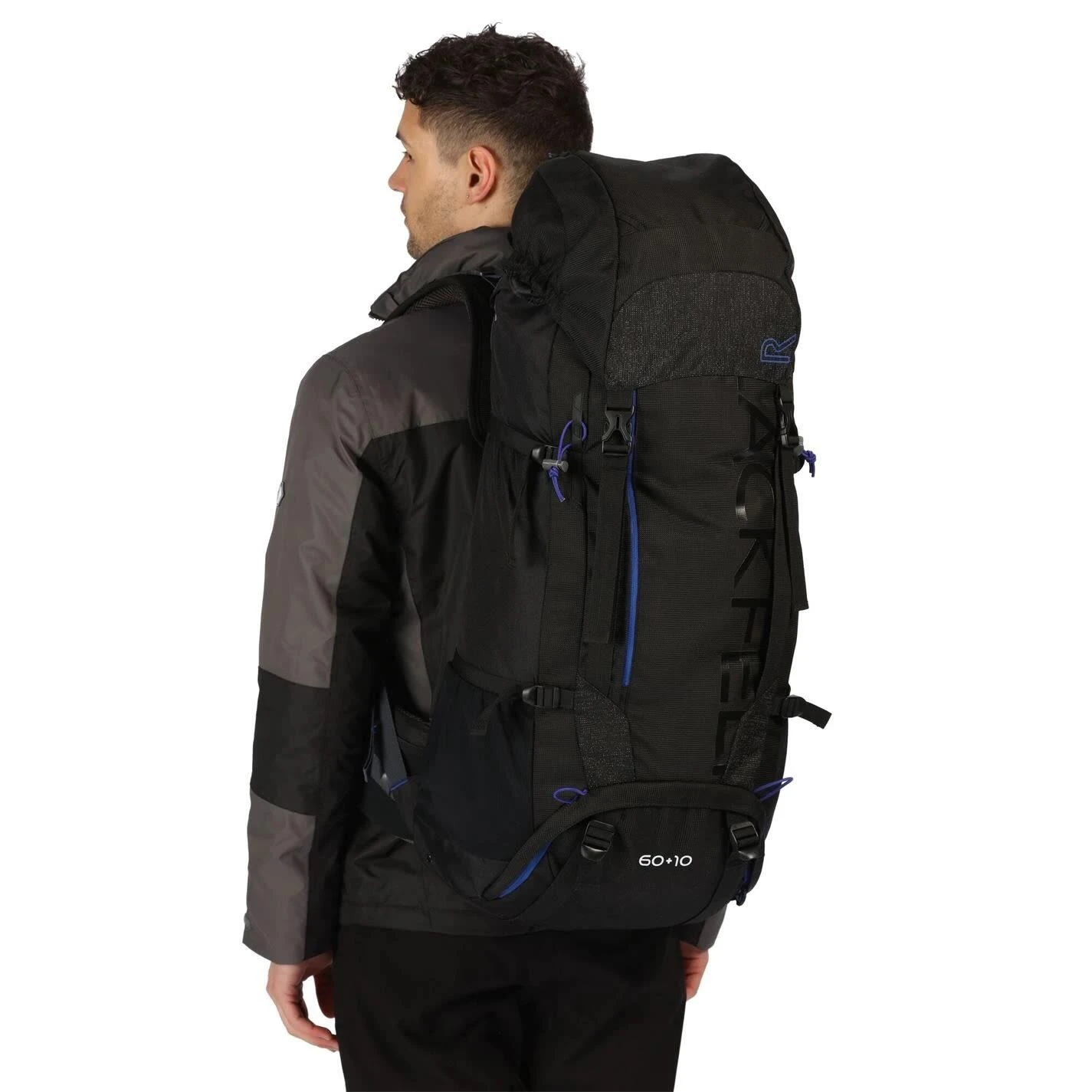 Regatta Blackfell III 60+10L Expandable Rucksack (Black/Surfspray Blue) 3 Regatta Blackfell III 60+10L Expandable Rucksack (Black/Surfspray Blue) - Image 2