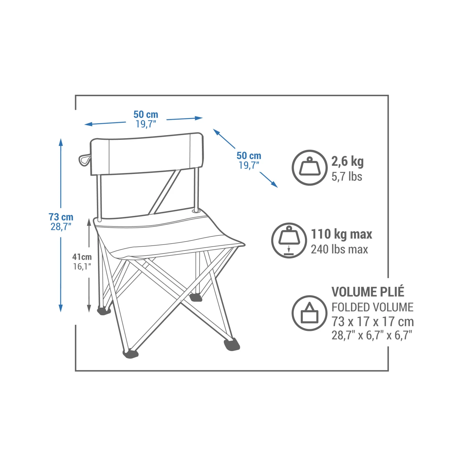 Quechua Folding Camping Chair 4 Quechua Folding Camping Chair - Image 2